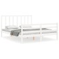 vidaXL Estructura de cama matrimonio con cabecero madera maciza blanco vidaXL Estructura de cama matrimonio con cabecero madera maciza blanco