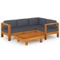 vidaXL Muebles de jardín 5 pzas con cojines  gris oscuro madera acacia