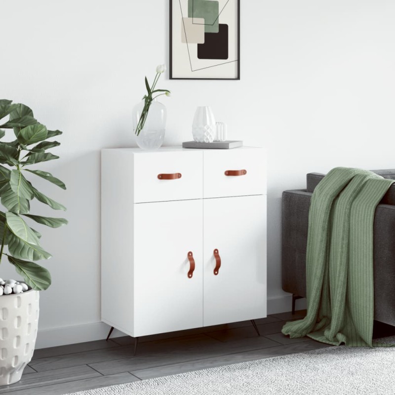 vidaXL Aparador de madera contrachapada blanco brillante 69,5x34x90 cm vidaXL Aparador de madera contrachapada blanco brillante 69,5x34x90 cm