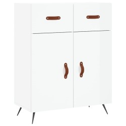 vidaXL Aparador de madera contrachapada blanco brillante 69,5x34x90 cm
