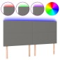 vidaXL Cabecero con luces LED tela gris oscuro 180x5x118/128 cm