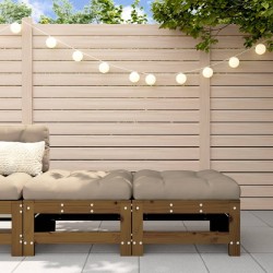 vidaXL Taburetes de jardín con cojines 2 uds madera pino marrón miel