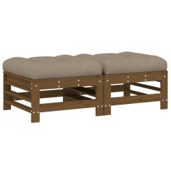 vidaXL Taburetes de jardín con cojines 2 uds madera pino marrón miel