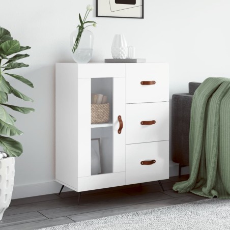 vidaXL Aparador de madera contrachapada blanco brillante 69,5x34x90 cm
