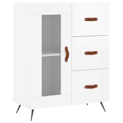 vidaXL Aparador de madera contrachapada blanco brillante 69,5x34x90 cm