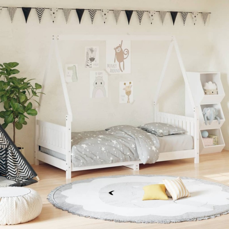 vidaXL Estructura de cama para niños madera de pino blanco 80x160 cm vidaXL Estructura de cama para niños madera de pino blanco 80x160 cm