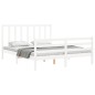 vidaXL Estructura de cama matrimonio con cabecero madera maciza blanco vidaXL Estructura de cama matrimonio con cabecero madera maciza blanco