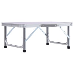 vidaXL Mesa de camping plegable aluminio blanco 60x45 cm