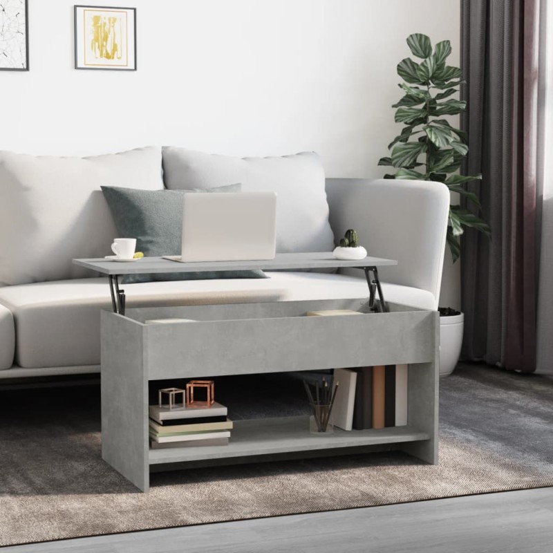 vidaXL Mesa de centro madera contrachapada gris hormigón 102x50x52,5cm vidaXL Mesa de centro madera contrachapada gris hormigón 102x50x52,5cm