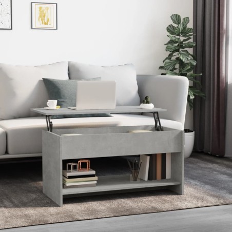 vidaXL Mesa de centro madera contrachapada gris hormigón 102x50x52,5cm