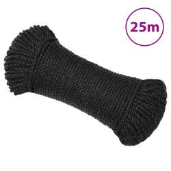 vidaXL Cuerda de trabajo polipropileno negro 8 mm 25 m