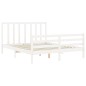 vidaXL Estructura de cama matrimonio con cabecero madera maciza blanco vidaXL Estructura de cama matrimonio con cabecero madera maciza blanco
