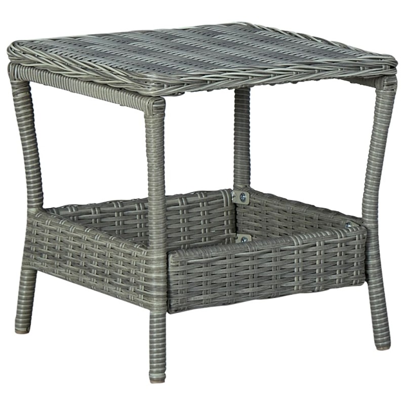 vidaXL Mesa de jardín ratán sintético gris claro 45x45x46,5 cm vidaXL Mesa de jardín ratán sintético gris claro 45x45x46,5 cm