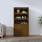 vidaXL Aparador alto madera maciza de pino marrón miel 80x35x154 cm