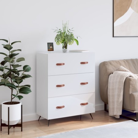 vidaXL Cómoda madera de ingeniería blanco brillo 69,5x34x90 cm