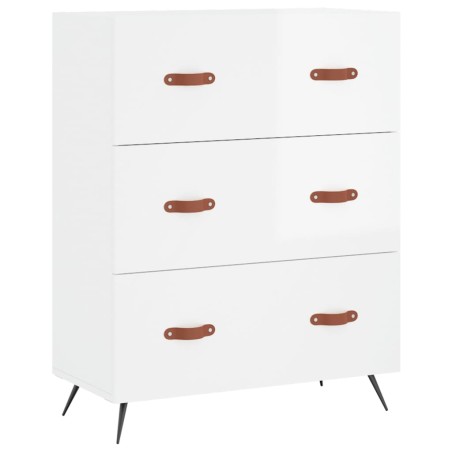 vidaXL Cómoda madera de ingeniería blanco brillo 69,5x34x90 cm