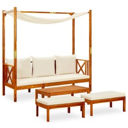 vidaXL Banco de jardín con mesa y reposapiés madera de acacia maciza