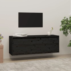 vidaXL Armario de pared de madera maciza de pino negro 100x30x35 cm