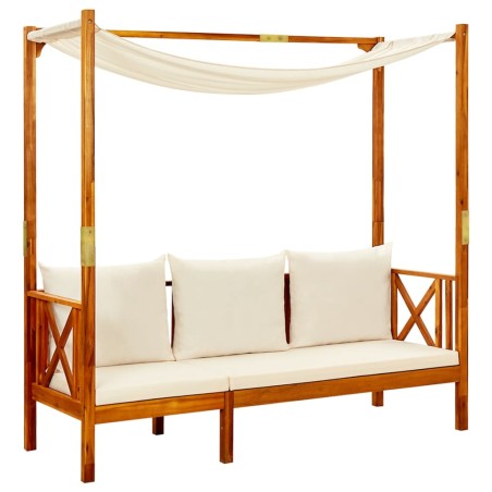 vidaXL Banco de jardín con mesa y reposapiés madera de acacia maciza