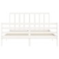 vidaXL Estructura de cama matrimonio con cabecero madera maciza blanco vidaXL Estructura de cama matrimonio con cabecero madera maciza blanco