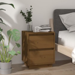 vidaXL Mesita de noche madera maciza de pino marrón miel 40x35x50 cm
