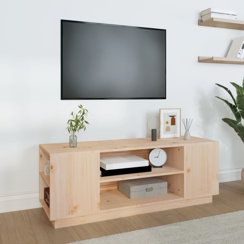 vidaXL Mueble de TV de madera maciza de pino 110x35x40,5 cm