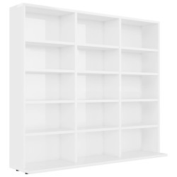 vidaXL Estantería CD madera contrachapada blanco brillo 102x23x89,5 cm