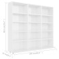 vidaXL Estantería CD madera contrachapada blanco brillo 102x23x89,5 cm vidaXL Estantería CD madera contrachapada blanco brillo 102x23x89,5 cm