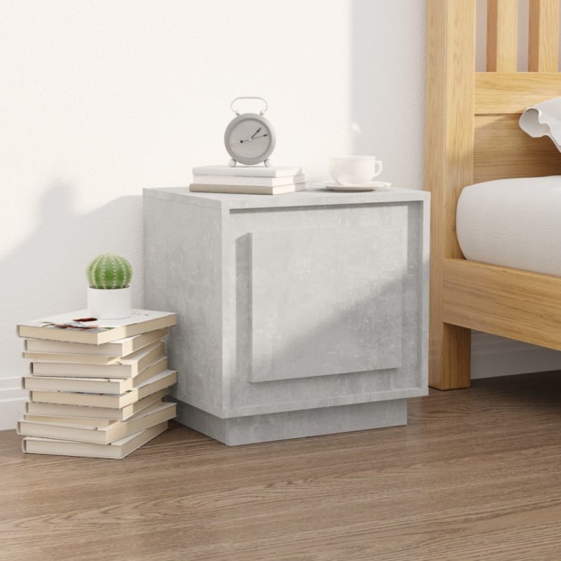 vidaXL Mesita de noche madera contrachapada gris hormigón 44x35x45 cm vidaXL Mesita de noche madera contrachapada gris hormigón 44x35x45 cm