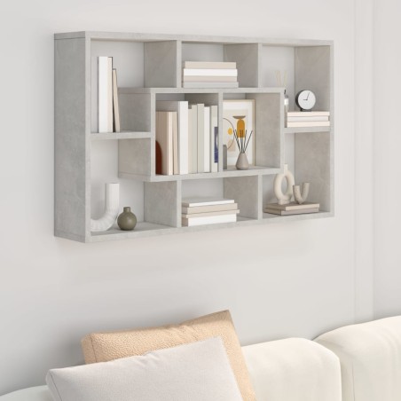 vidaXL Estantería de pared contrachapada gris hormigón 85x16x52,5 cm