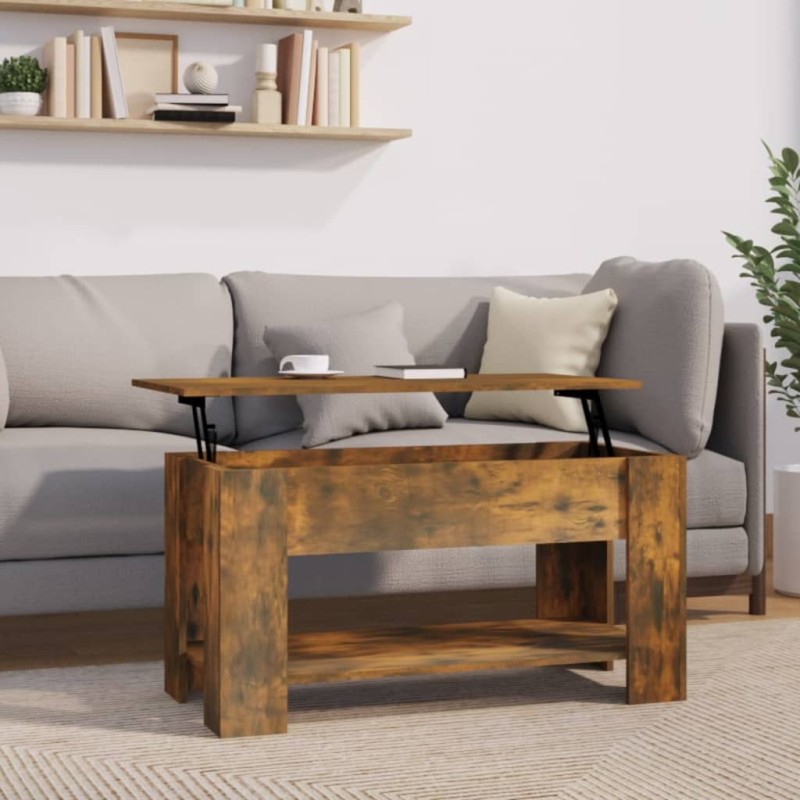 vidaXL Mesa de centro madera contrachapada roble ahumado 101x49x52 cm