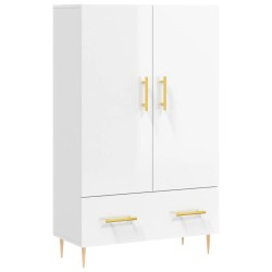 vidaXL Aparador alto madera de ingeniería blanco brillo 69,5x31x115 cm