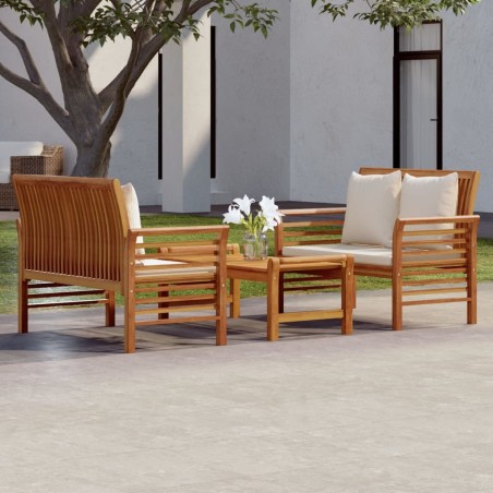 vidaXL Set de muebles para jardín 3 piezas con cojines madera acacia