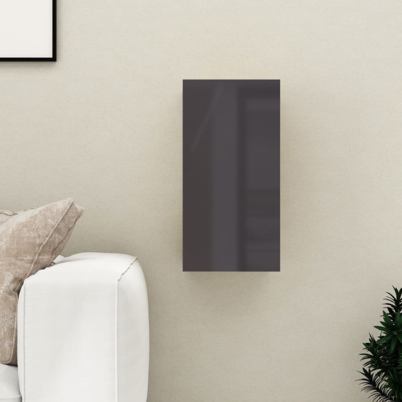 vidaXL Mueble de TV madera contrachapada gris brillante 30,5x30x60cm vidaXL Mueble de TV madera contrachapada gris brillante 30,5x30x60cm