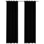 vidaXL Cortinas opacas con ganchos look de lino 2 pzas negro 140x225cm vidaXL Cortinas opacas con ganchos look de lino 2 pzas negro 140x225cm