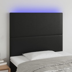 vidaXL Cabecero con luces LED cuero sintético negro 80x5x118/128 cm
