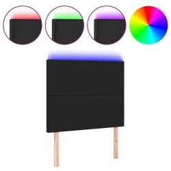 vidaXL Cabecero con luces LED cuero sintético negro 80x5x118/128 cm