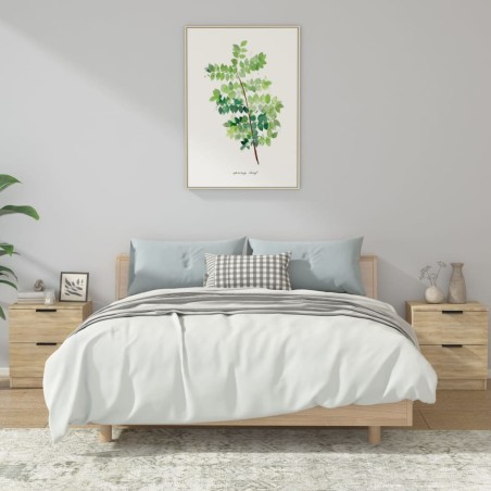 vidaXL Mesita de noche 2 uds madera contrachapada color roble Sonoma