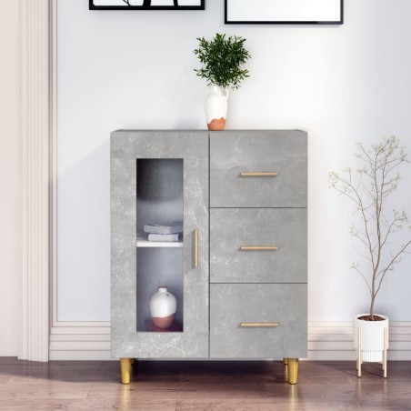 vidaXL Aparador de madera de ingeniería gris hormigón 69,5x34x90 cm