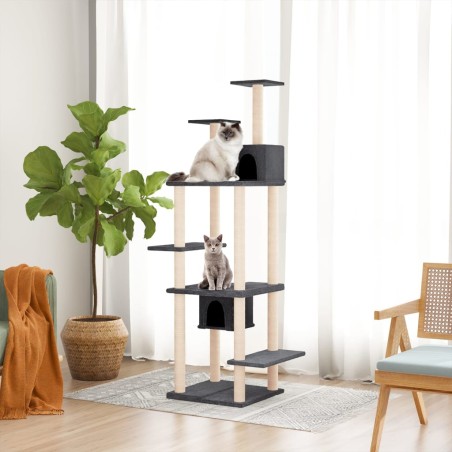 vidaXL Rascador para gatos con postes de sisal gris oscuro 176 cm