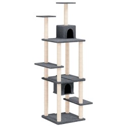 vidaXL Rascador para gatos con postes de sisal gris oscuro 176 cm