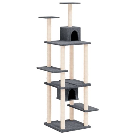 vidaXL Rascador para gatos con postes de sisal gris oscuro 176 cm
