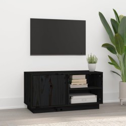 vidaXL Mueble de TV madera maciza de pino negro 80x35x40,5 cm