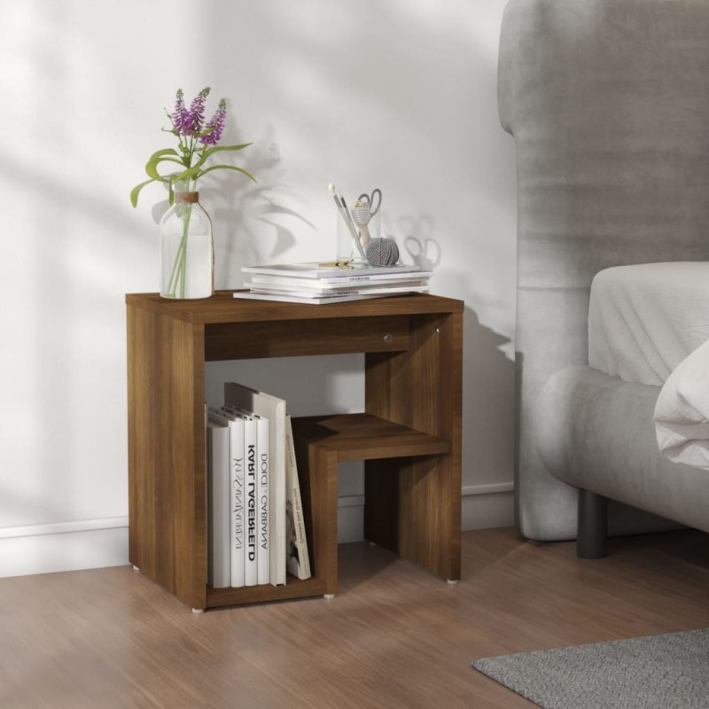 vidaXL Mesita de noche madera contrachapada roble marrón 40x30x40 cm vidaXL Mesita de noche madera contrachapada roble marrón 40x30x40 cm