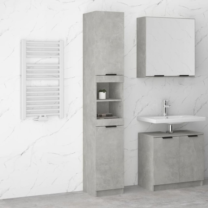 vidaXL Armario de baño contrachapada gris hormigón 32x34x188,5 cm vidaXL Armario de baño contrachapada gris hormigón 32x34x188,5 cm