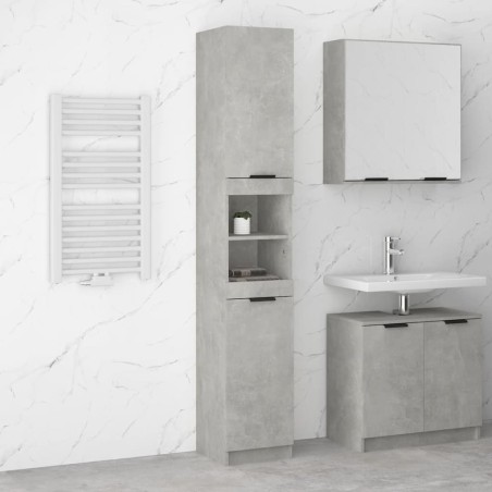 vidaXL Armario de baño contrachapada gris hormigón 32x34x188,5 cm