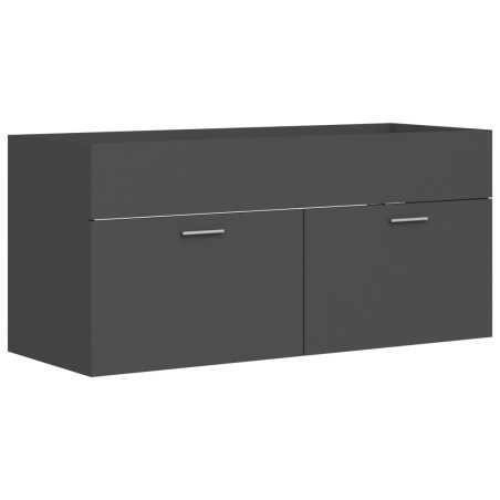 vidaXL Armario para lavabo madera contrachapada gris 100x38,5x46 cm
