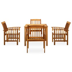 vidaXL Set comedor de jardín 5 pzas y cojines madera maciza de acacia