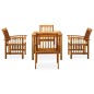 vidaXL Set comedor de jardín 5 pzas y cojines madera maciza de acacia vidaXL Set comedor de jardín 5 pzas y cojines madera maciza de acacia
