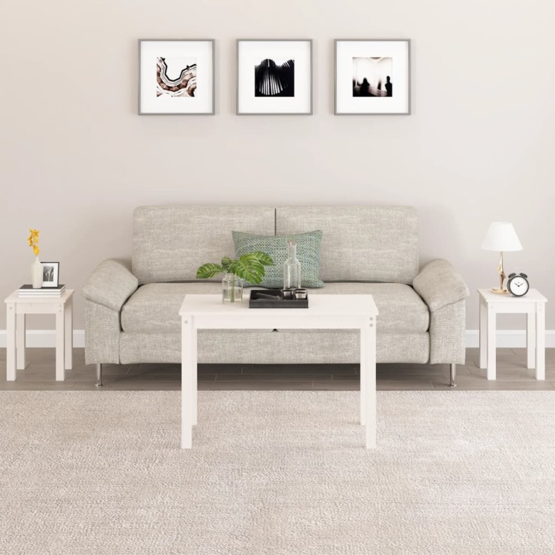 vidaXL Mesas apilables 3 piezas madera maciza de pino blanco vidaXL Mesas apilables 3 piezas madera maciza de pino blanco